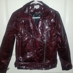Maroon snakeskin moto jacket